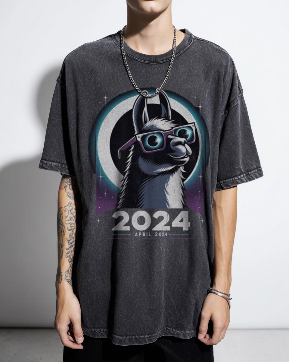 2024 Solar Eclipse Llama T-Shirt | Total Eclipse Astronomy Tee