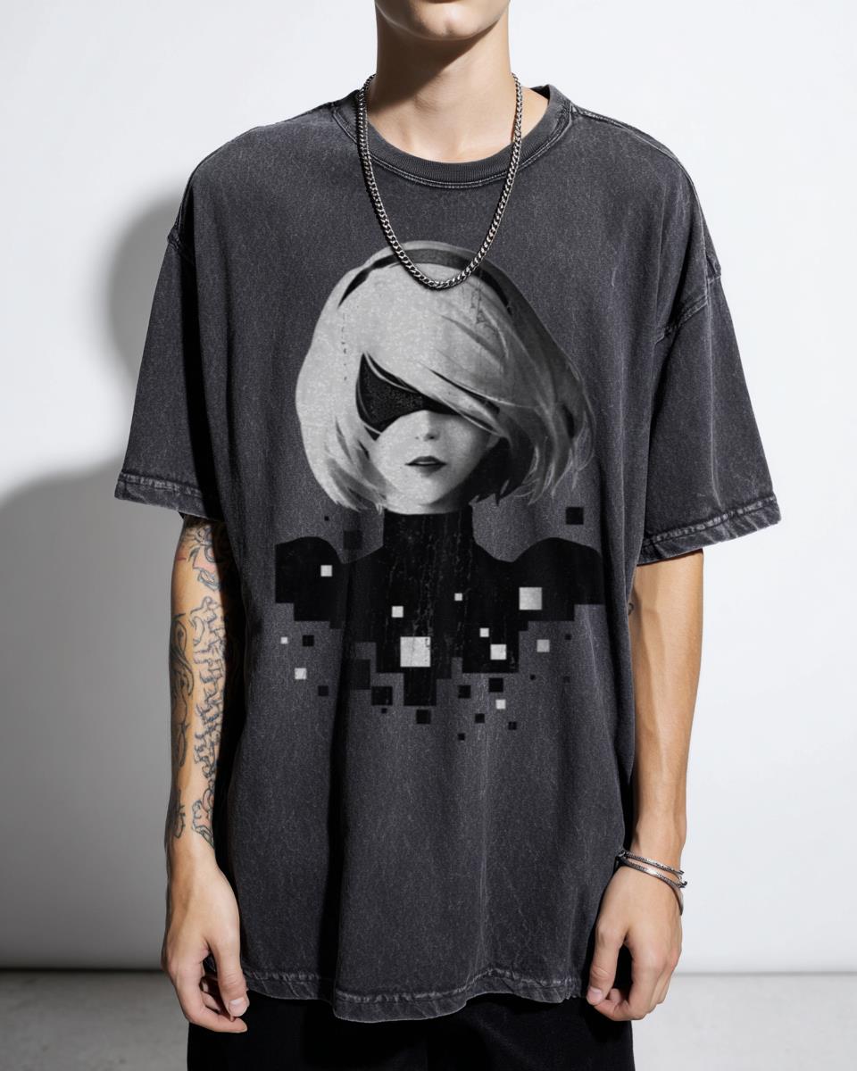 2B Nier Automata Pixel Art Gaming T-Shirt - Waifu Anime Fan