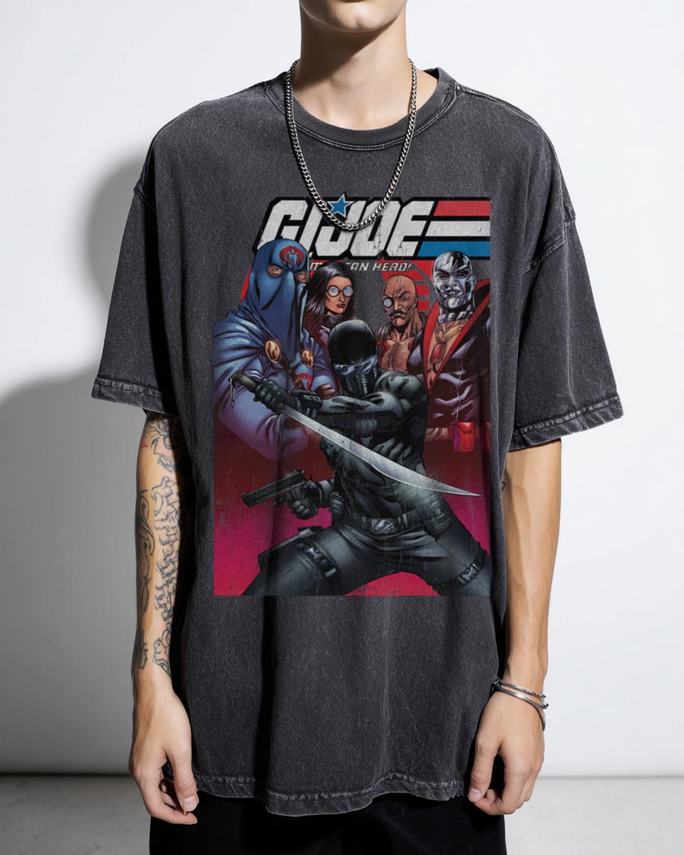 80s G.I. Joe Snake Eyes T-Shirt - Classic Cartoon Comic Book Hero