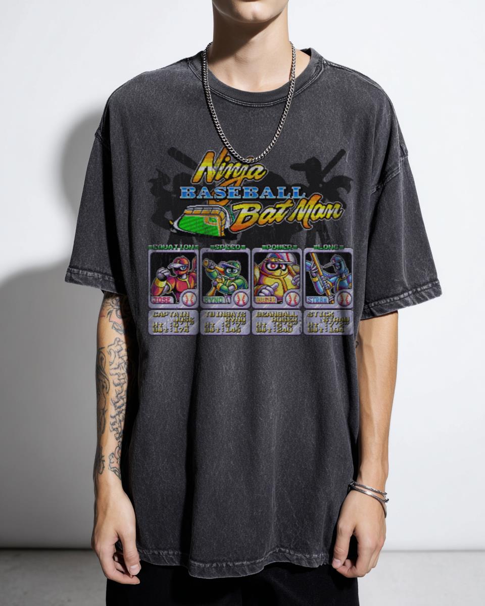 90s Ninja Baseball Bat Man T-Shirt | Retro Arcade Gamer Tee