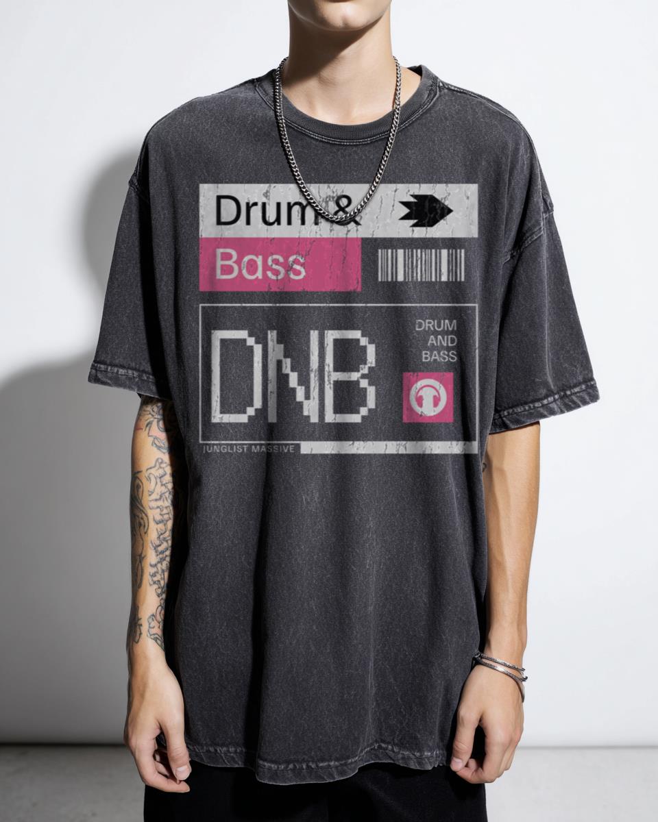 90s White Pink DNB Ticket Steez Drum & Bass Music T-Shirt - Rave Festival Party Unisex Tee