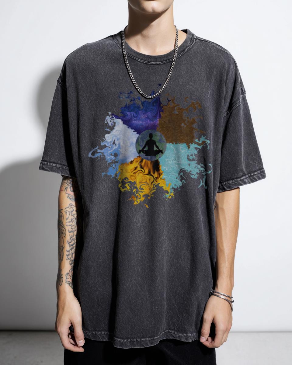 Abstract Elements of the Earth Liquid Art T-Shirt - Nature Water Fire Air Design