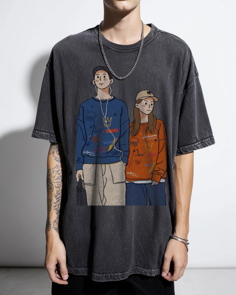 Abstract Japanese Street Fashion Couple Goals T-Shirt - Harajuku Skatewear Aesthetic Unisex