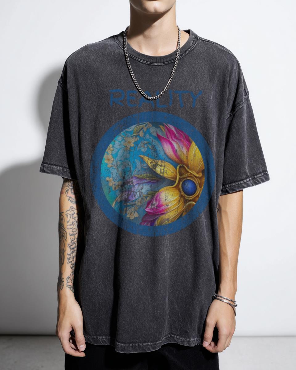 Abstract Reality Flower Skull T-Shirt | Surreal Art Graphic Tee