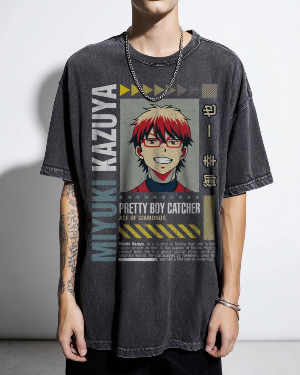 Ace of Diamond Kazuya Miyuki Catcher Smile T-Shirt - Anime Baseball Sportswear Unisex