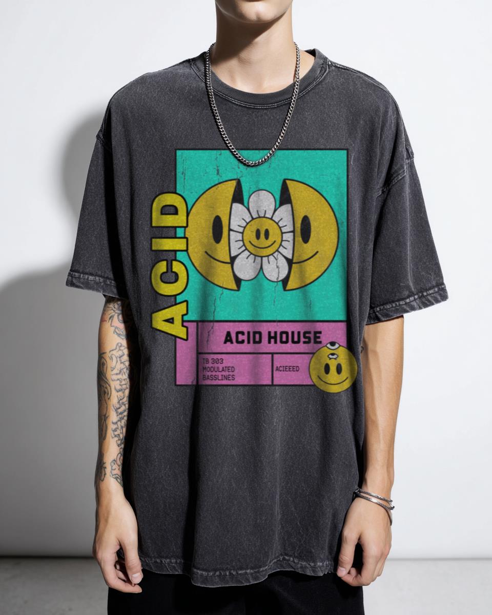 Acid House Flower T-Shirt | 80s Electronic Dance Music Tee