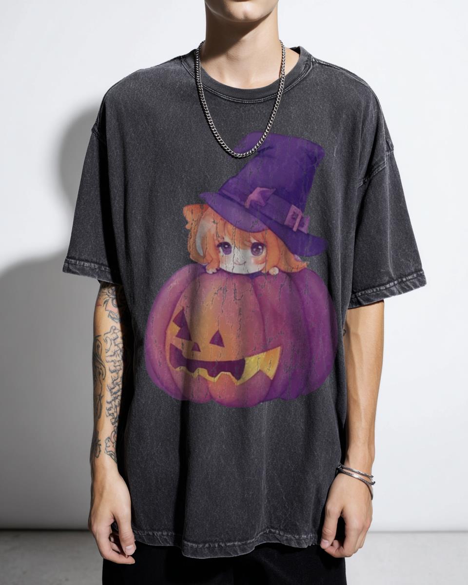 Adorable Baby Witch in Pumpkin T-Shirt - Cute Magical Halloween Girl Tee Kids