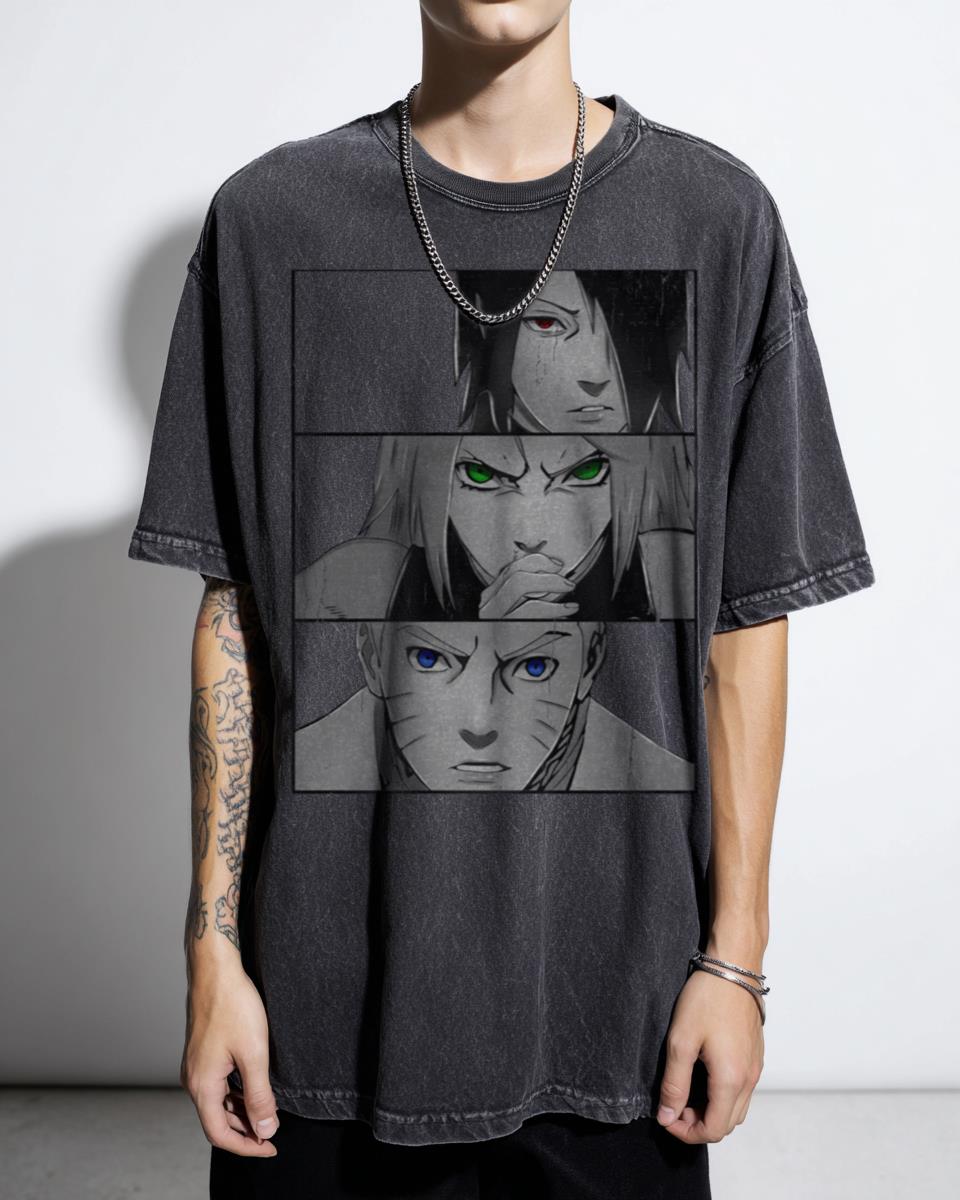 Adult Team Seven Naruto Shippuden Anime T-Shirt - Kakashi Sakura Sasuke
