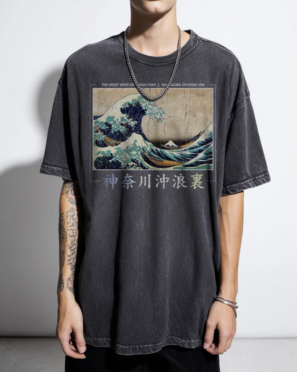 Aesthetic Great Wave Off Kanagawa T-Shirt - Japanese Streetwear Art