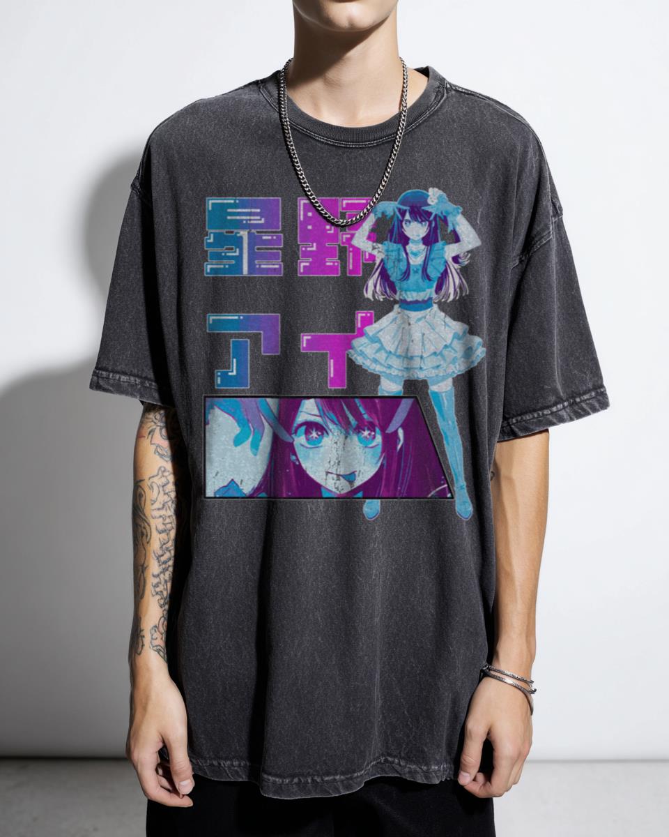 Ai Hoshino Colorful Oshi No Ko Illustration T-Shirt - Shounen Anime Fan