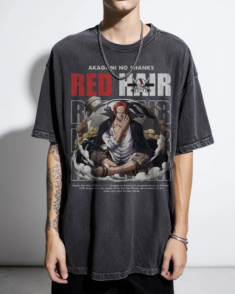 Akagami No Shanks One Piece Anime T-Shirt - Red-Haired Pirate Manga Fan Unisex