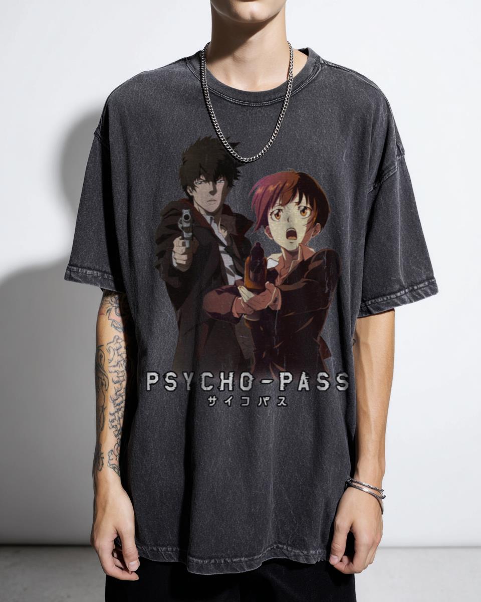 Akane & Shinya Psycho-Pass Manga T-Shirt - Cyberpunk Anime Thriller Fan