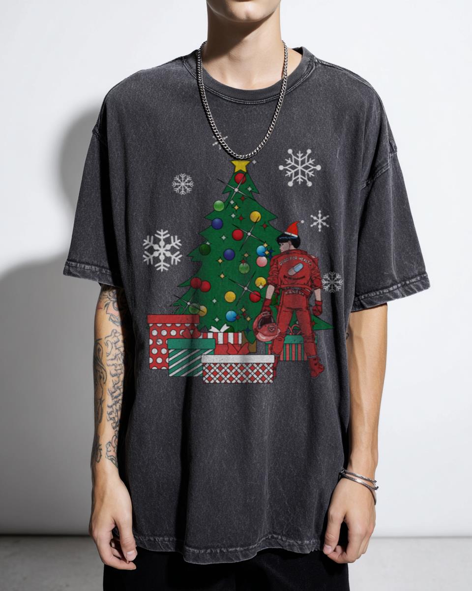 Akira Kaneda & Tetsuo Christmas Tree Anime T-Shirt - Retro 80s Manga Gift
