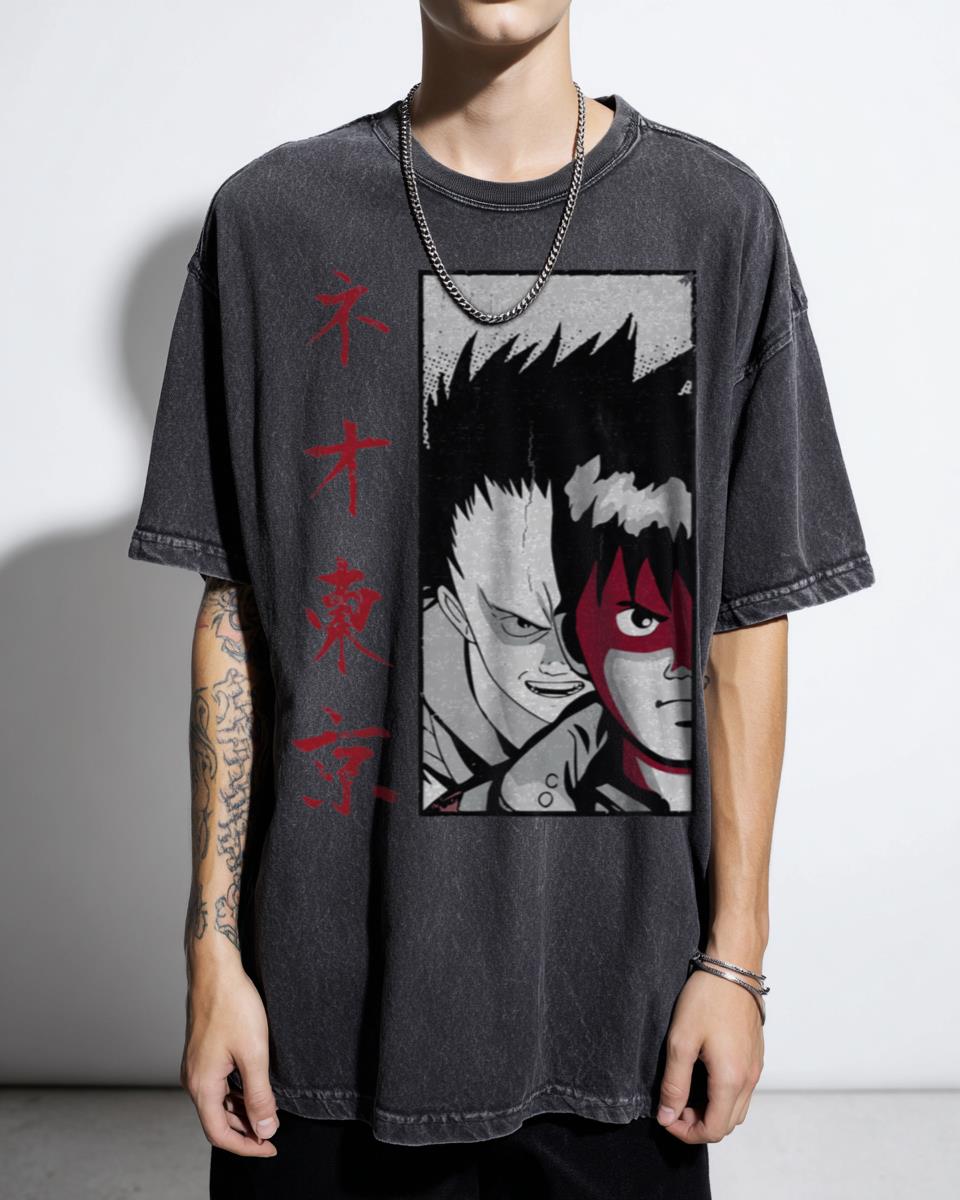 Akira Kaneda & Tetsuo Cyberpunk Anime T-Shirt - 80s Neo Tokyo Manga Movie Fan Tee