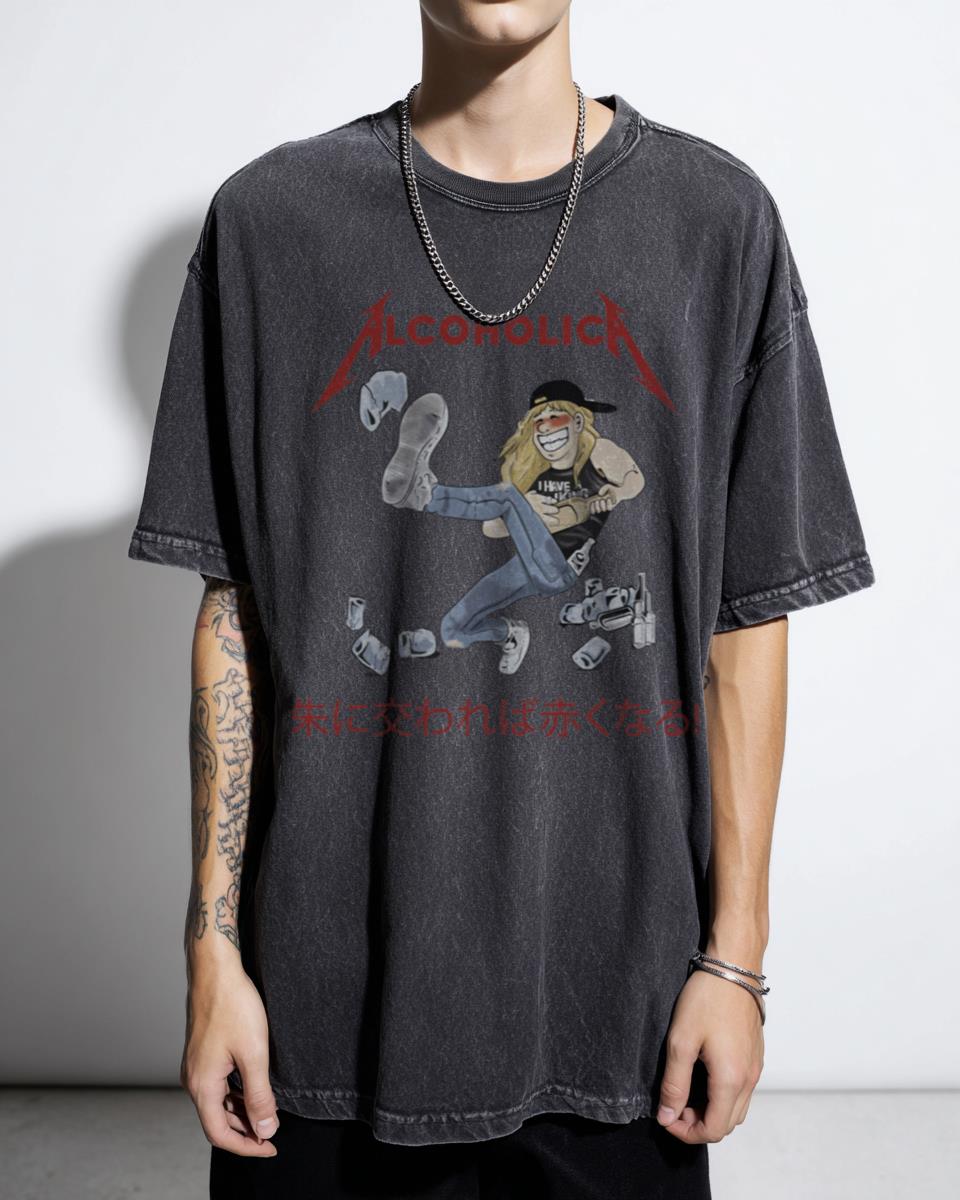 Alcoholica Illustration Metal Music Anime T-Shirt