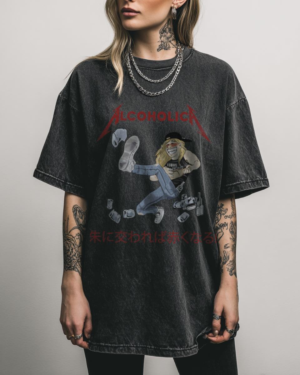 Alcoholica Illustration Metal Music Anime T-Shirt