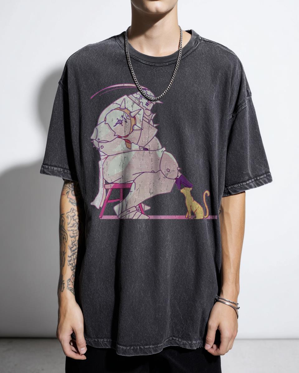 Alphonse Elric Fullmetal Alchemist Cute Pastel Cat T-Shirt - Anime Fan Unisex