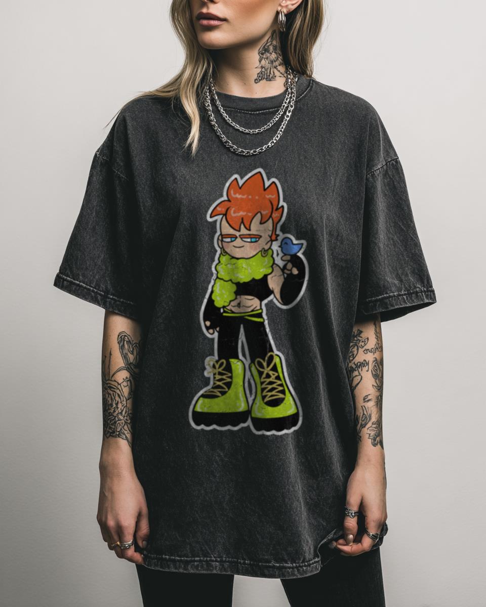 Android 16 With Bird T-Shirt | DBZ Dragon Ball Anime Fan Art
