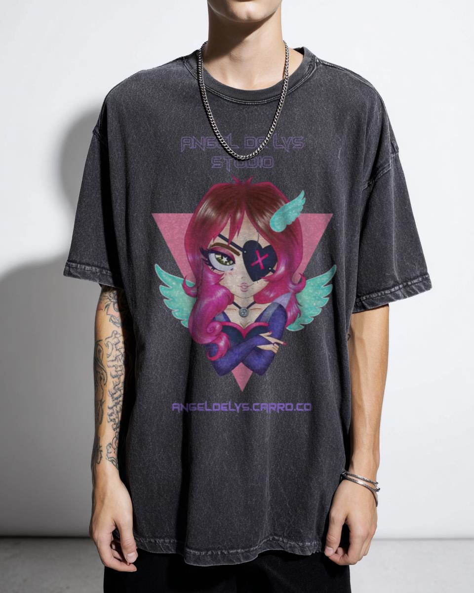 Angel De Lys Studio 80s Vaporwave Anime T-Shirt - Original Character Art