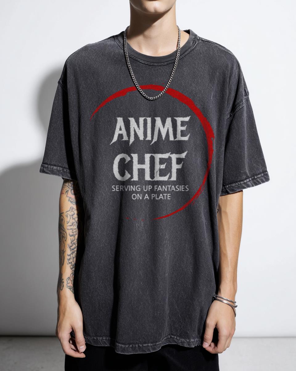 Anime Chef Serving Up Fantasies On Plate Funny Cooking T-Shirt - Manga Kitchen Humor