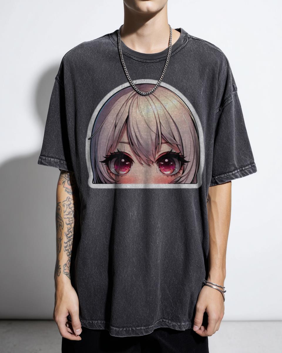 Anime Girl Blonde Hair Red Eyes T-Shirt - Cute Japanese Anime Art