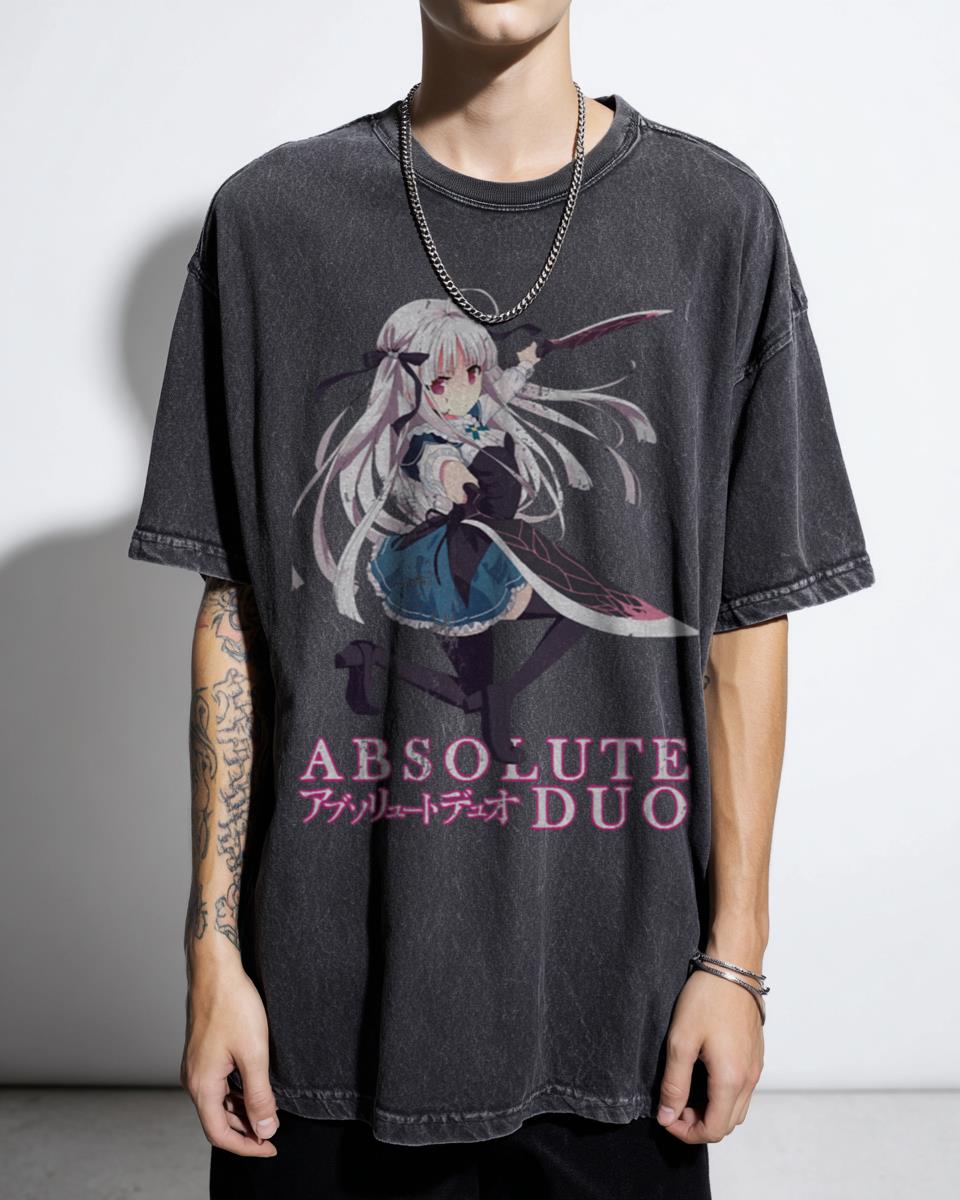 Anime Julie Sigtuna Black Acidwash Graphic T-Shirt