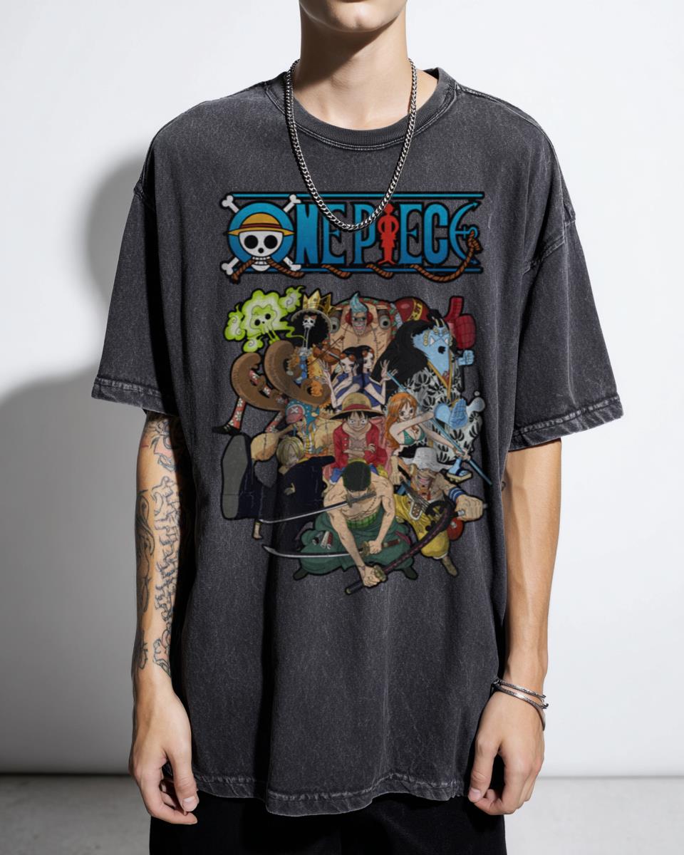 Anime Manga Art Japan Vintage One Piece T-Shirt - Luffy Zoro Nami Fan Unisex
