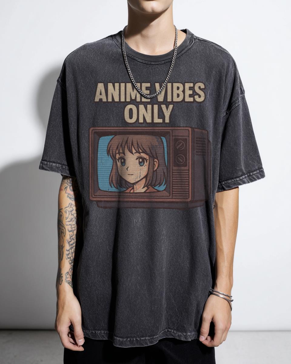 Anime Vibes Only Retro 90s Anime TV T-Shirt - Vaporwave Nostalgia Aesthetic