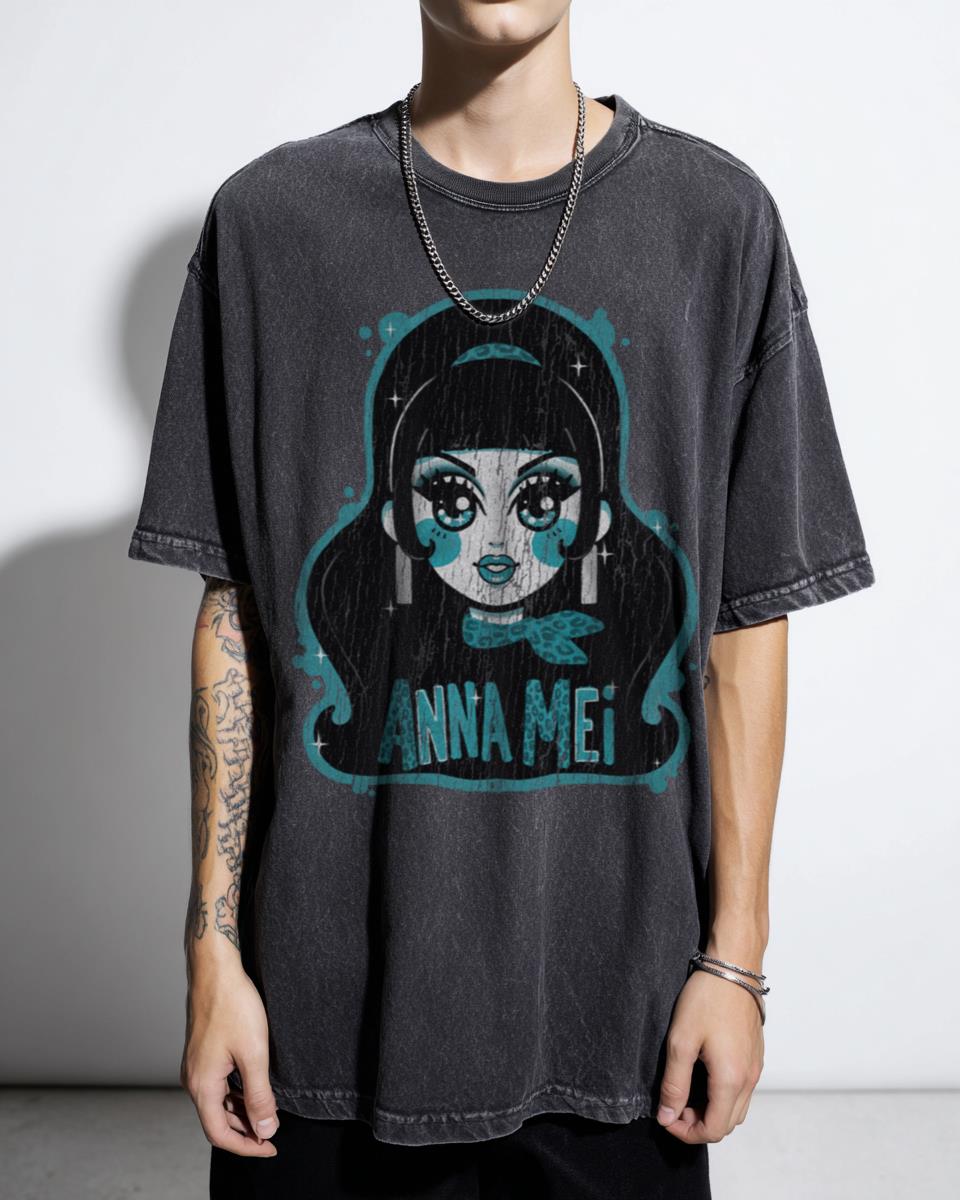 Anna Mei Drag Queen T-Shirt - Blue Leopard Anime Graphic