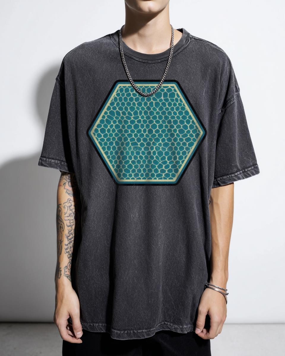 Aqua Blue Underwater Ripple Hexagon Pattern T-Shirt - Distorted Water Effect Unisex