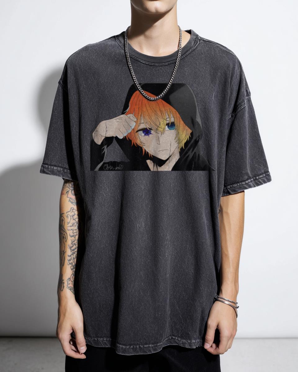 Aqua Hoshino Oshi No Ko Digital Artwork T-Shirt - Handsome Anime Fanart