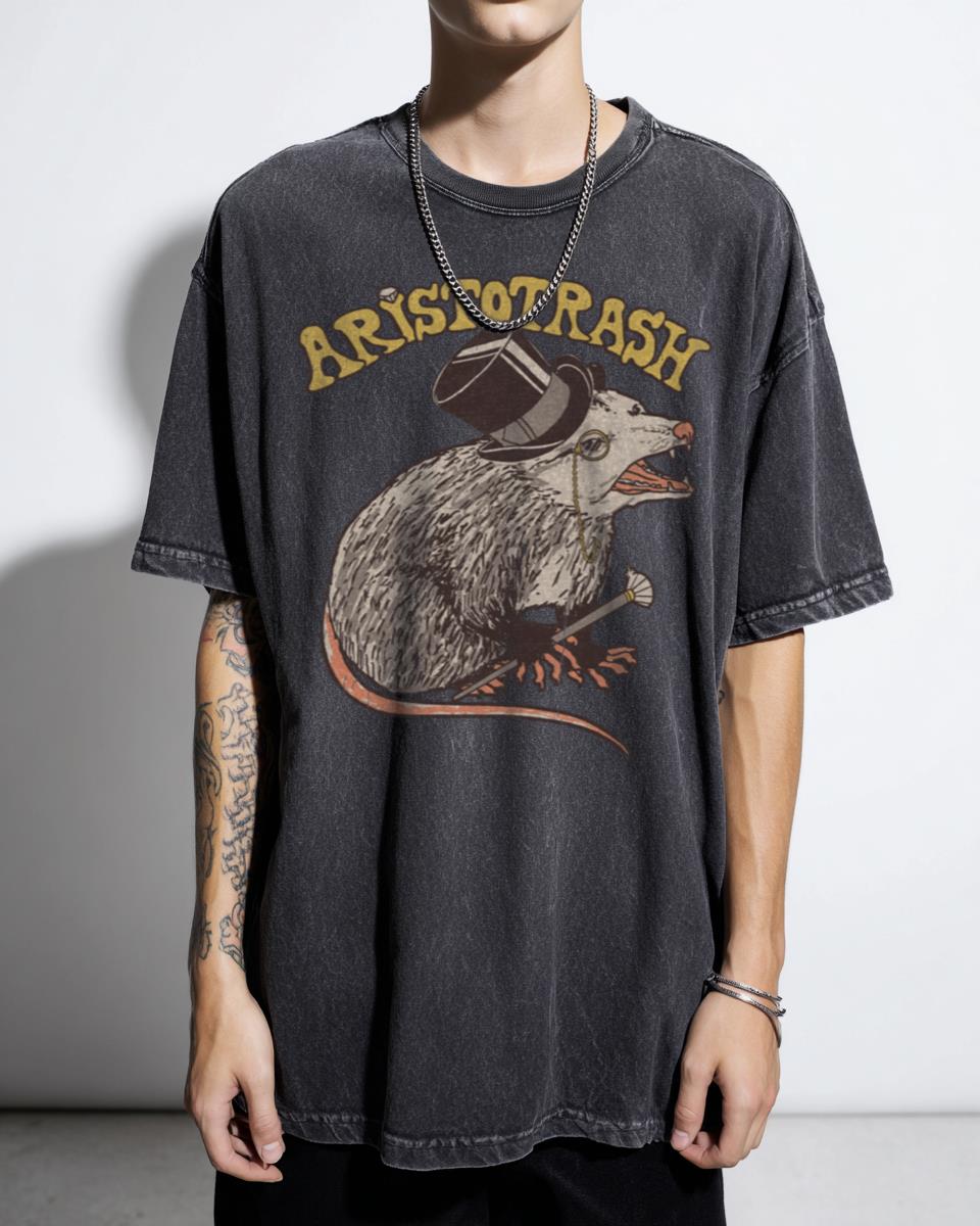 Aristotrash Opossum Retro Meme T-Shirt - Funny Wildlife Garbage Aristocrat Unisex