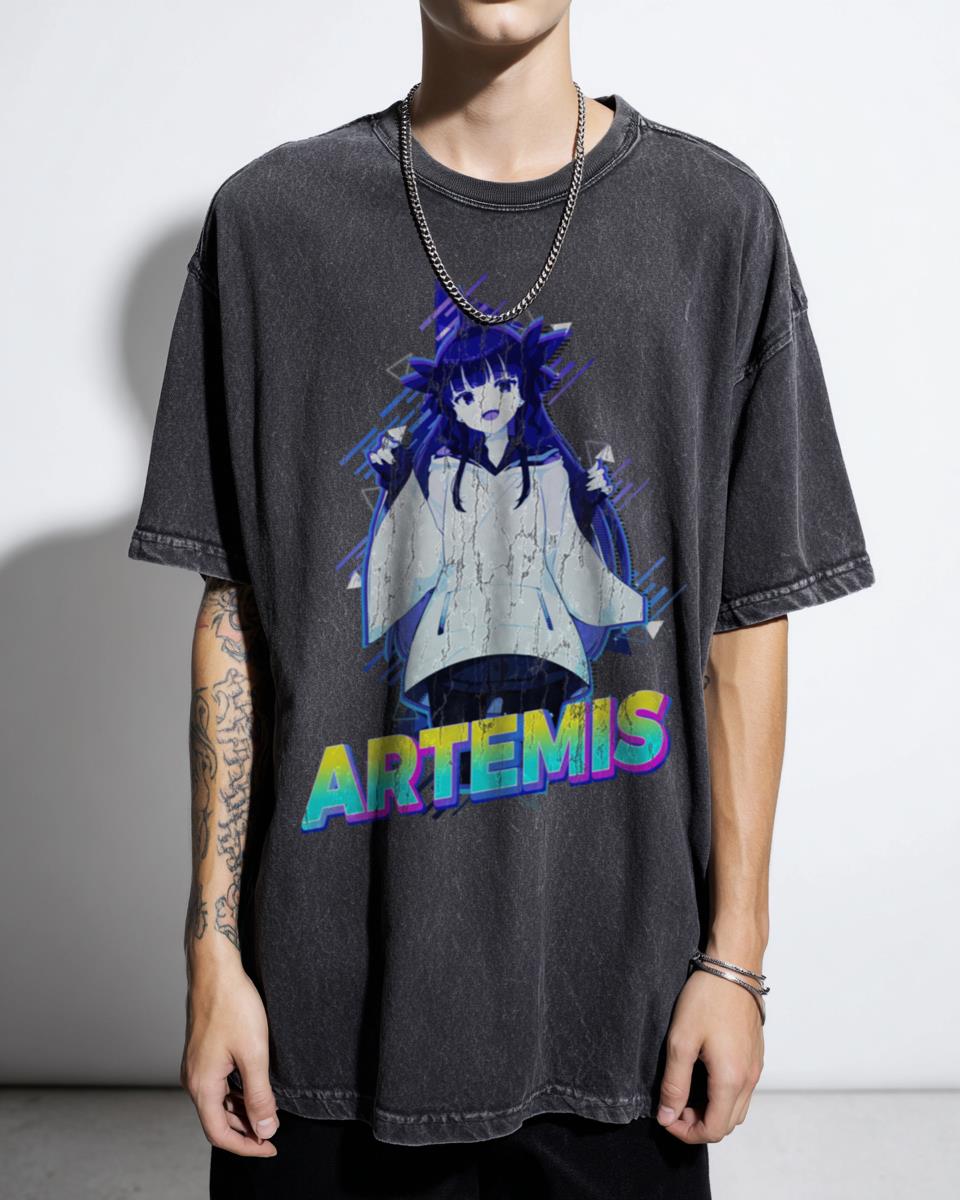 Artemis of the Blue Hololive Vtuber T-Shirt - Peeking Shark Girl Anime Art