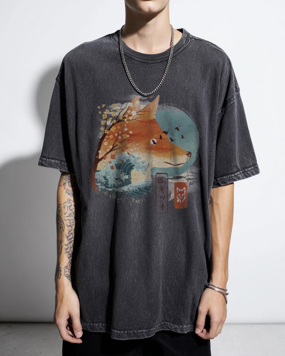 Artistic Japanese Fox Nature Landscape Tee
