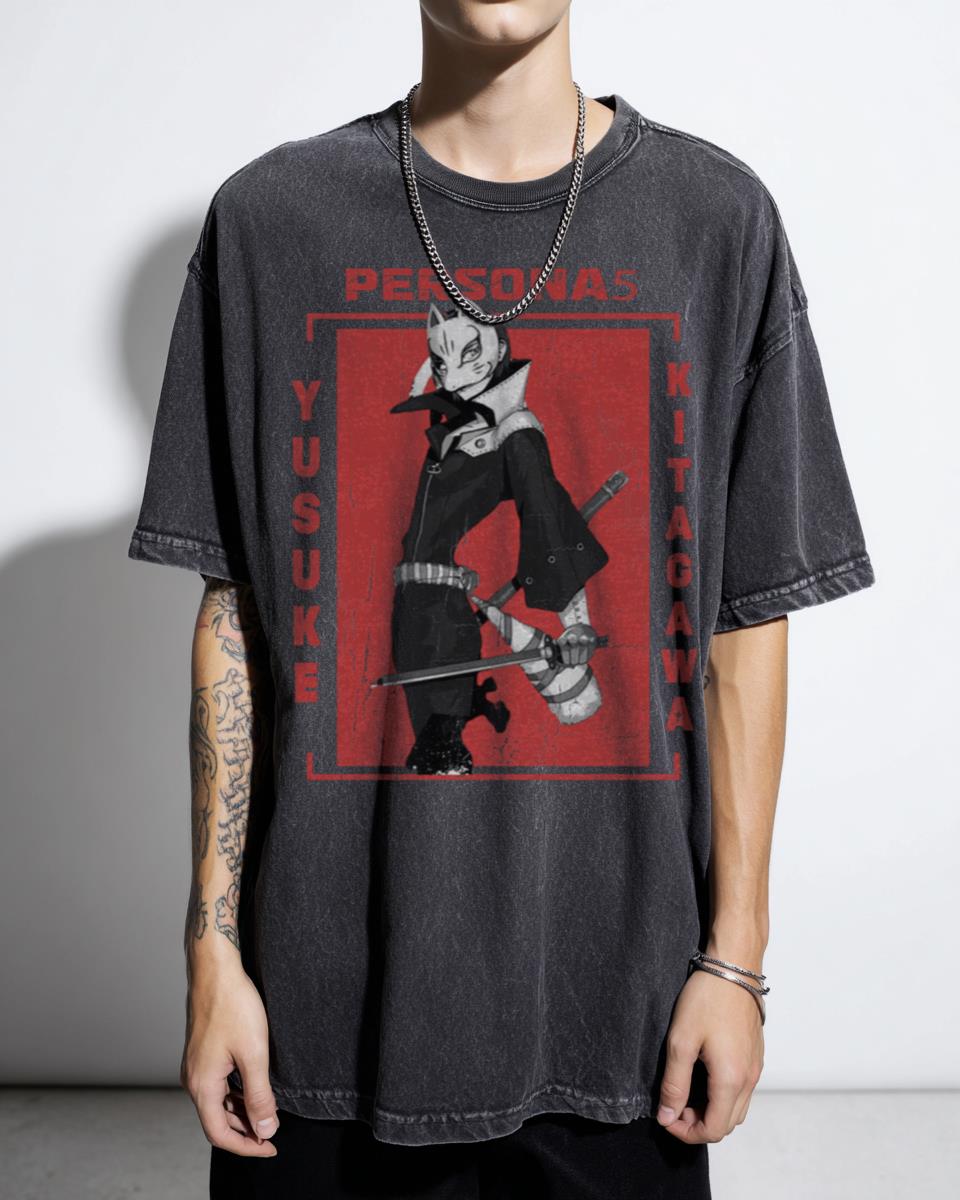Artistic Yusuke Kitagawa Persona 5 Anime T-Shirt - Fox Phantom Thief Apparel for Gamers