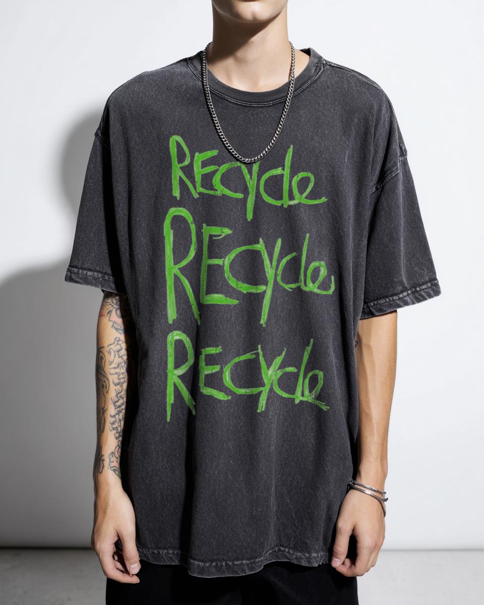 ArtistRebeccaLS 'Recycle, Recycle, Recycle' T-Shirt - Eco-Friendly Climate Change Advocacy