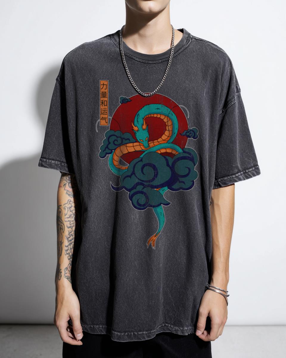 Asian Dragon Strength & Luck Art T-Shirt - Mythical Chinese Japanese Dragon