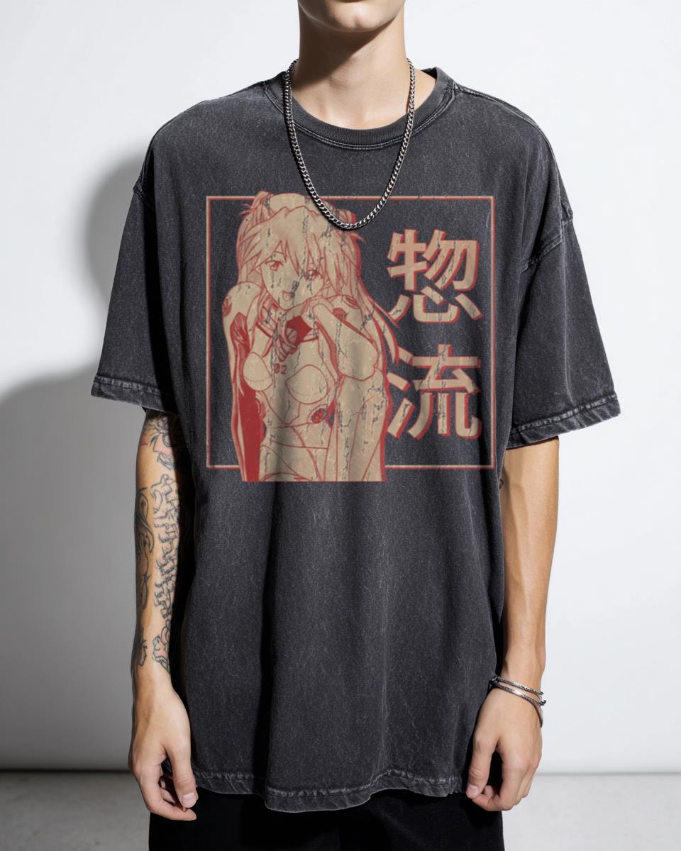 Asuka Evangelion Vaporwave Graphic T-Shirt - Neon Genesis Japanese Waifu
