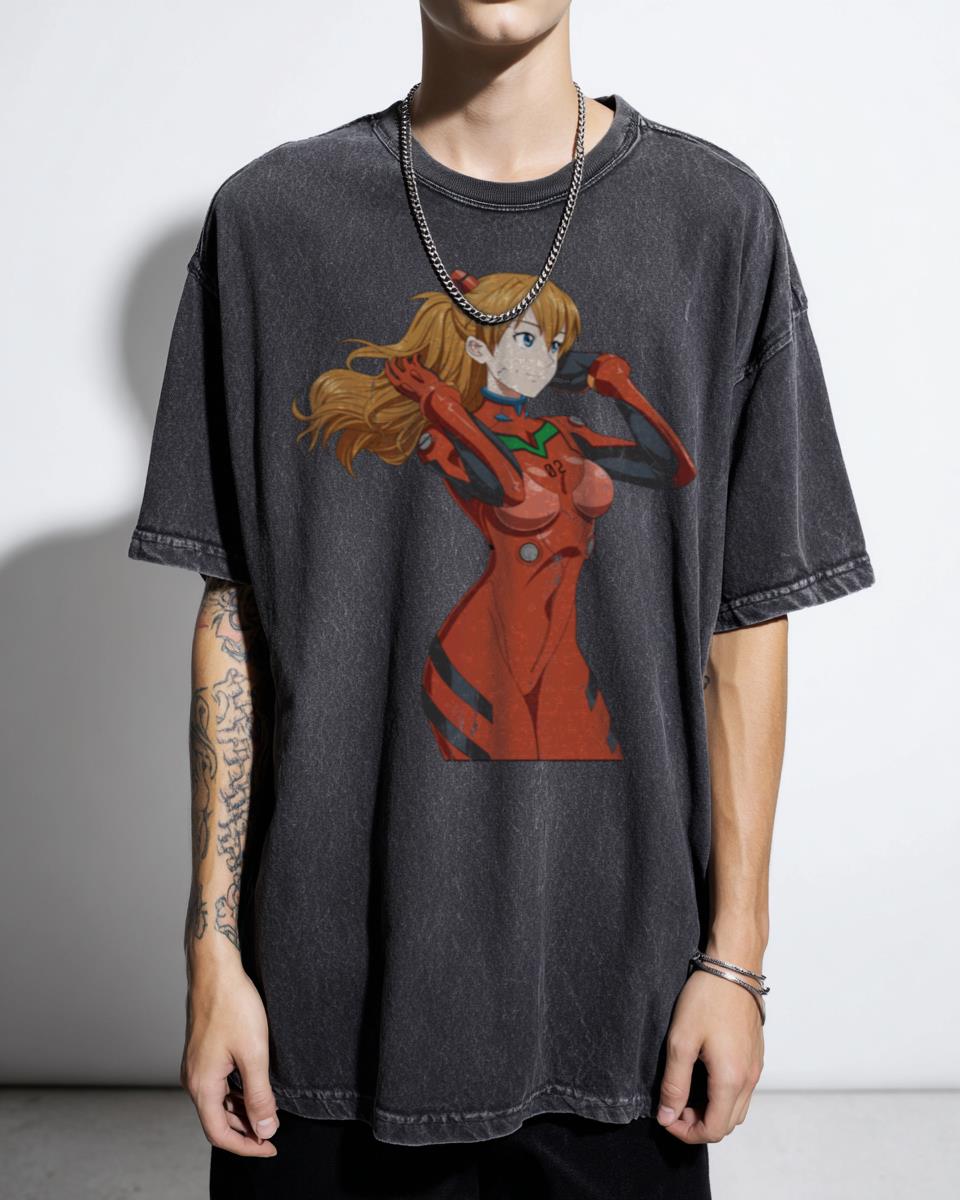 Asuka Langley Soryu Anime Peeker T-Shirt - Neon Genesis Evangelion Manga Fan Unisex