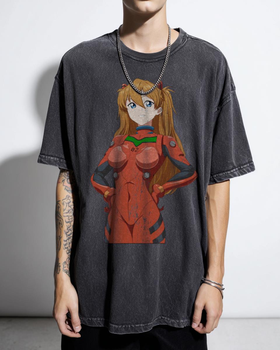 Asuka Langley Soryu Anime Peeker T-Shirt - Neon Genesis Evangelion Manga Fan Unisex