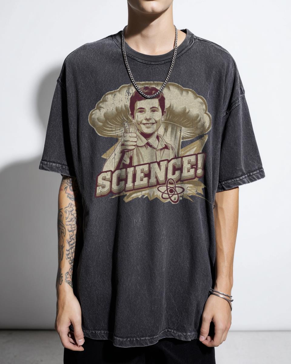 Atomic Age Science Explosion T-Shirt - Retro Nuclear Science Fiction Tee