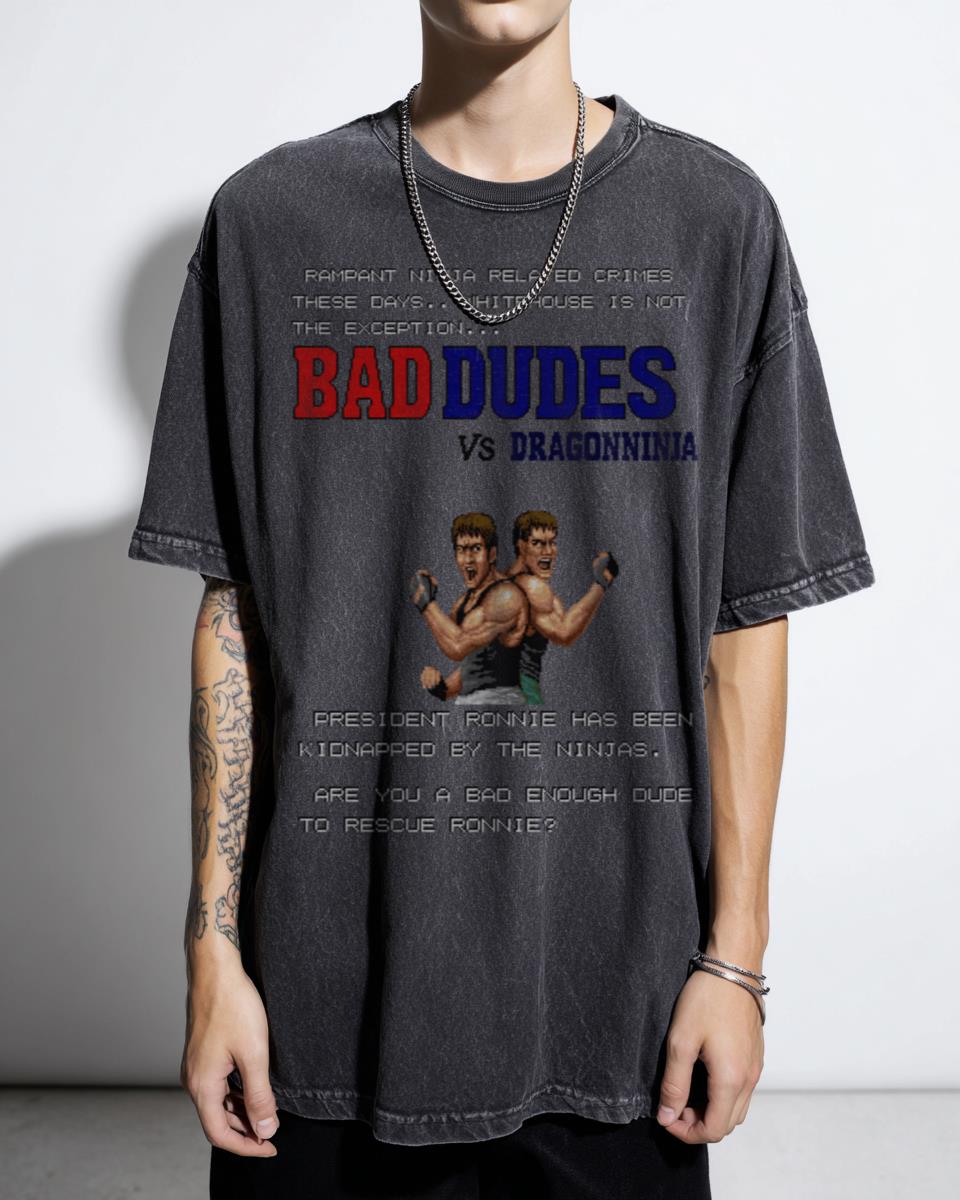 Bad Dudes Vs Dragon Ninja Retro Arcade T-Shirt - 80s 90s Gaming Nostalgia Unisex