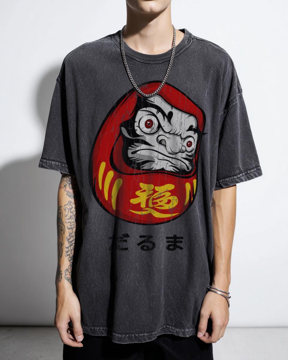 Badass Daruma Doll Japanese Good Luck Charm T-Shirt - Traditional Manga Art Unisex