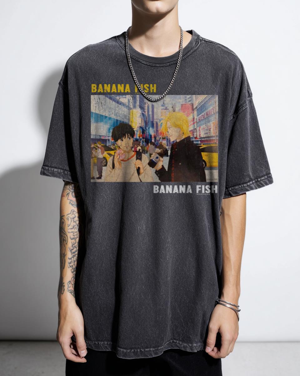 Banana Fish Anime Series Title T-Shirt - Ash Lynx & Eiji Okumura Fan