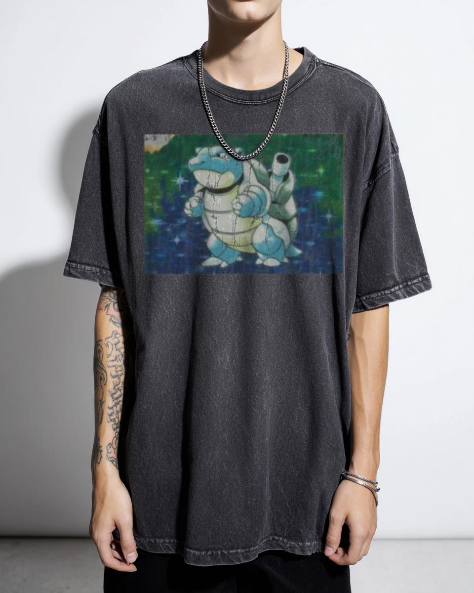 Base Set Holo Blastoise Pokemon Anime T-Shirt - Vintage Game Monster Art