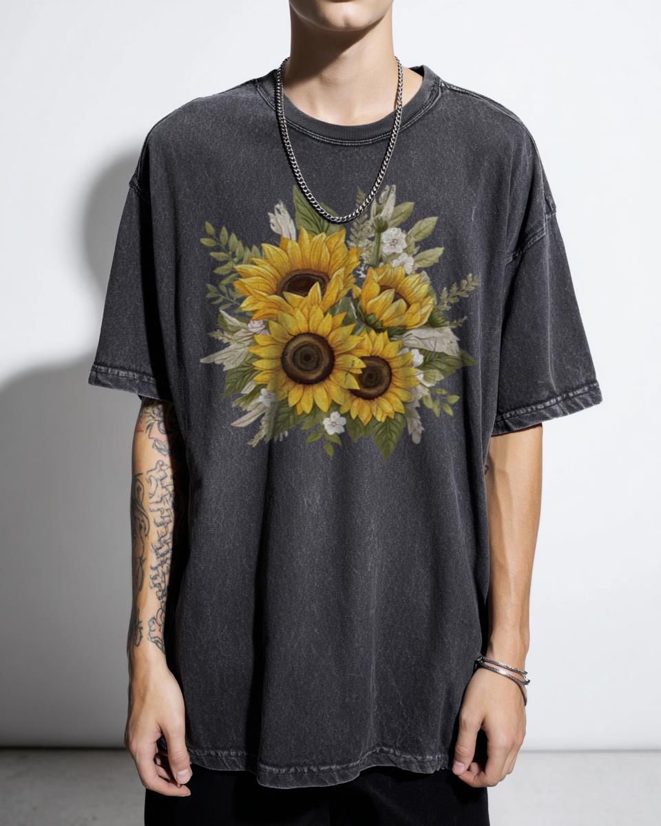Beautiful Sunflowers Bouquet Floral Art T-Shirt - Nature Lover Gift