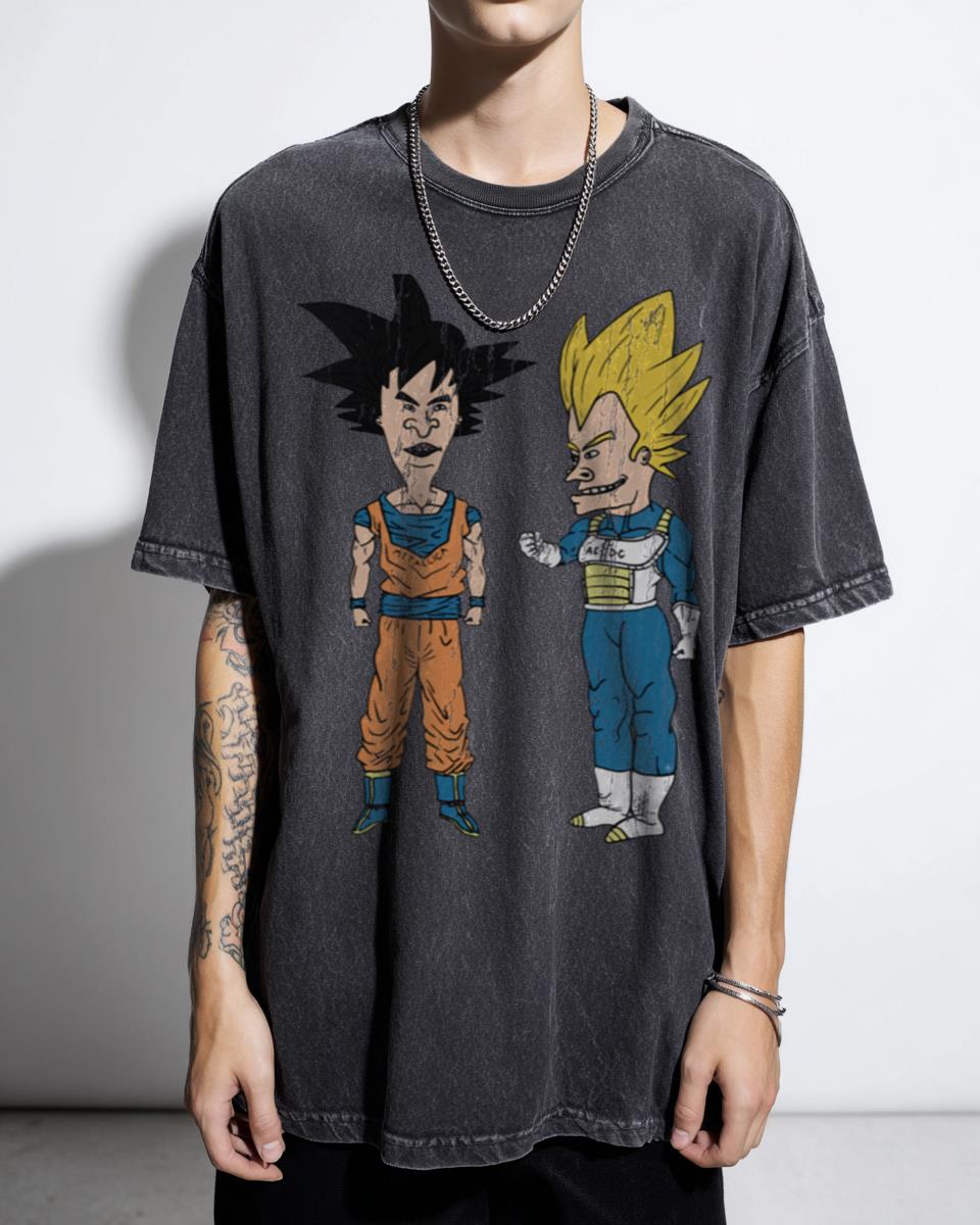 Beavis and Butthead x Dragon Ball Son Goku T-Shirt - Anime Mashup Fan Art