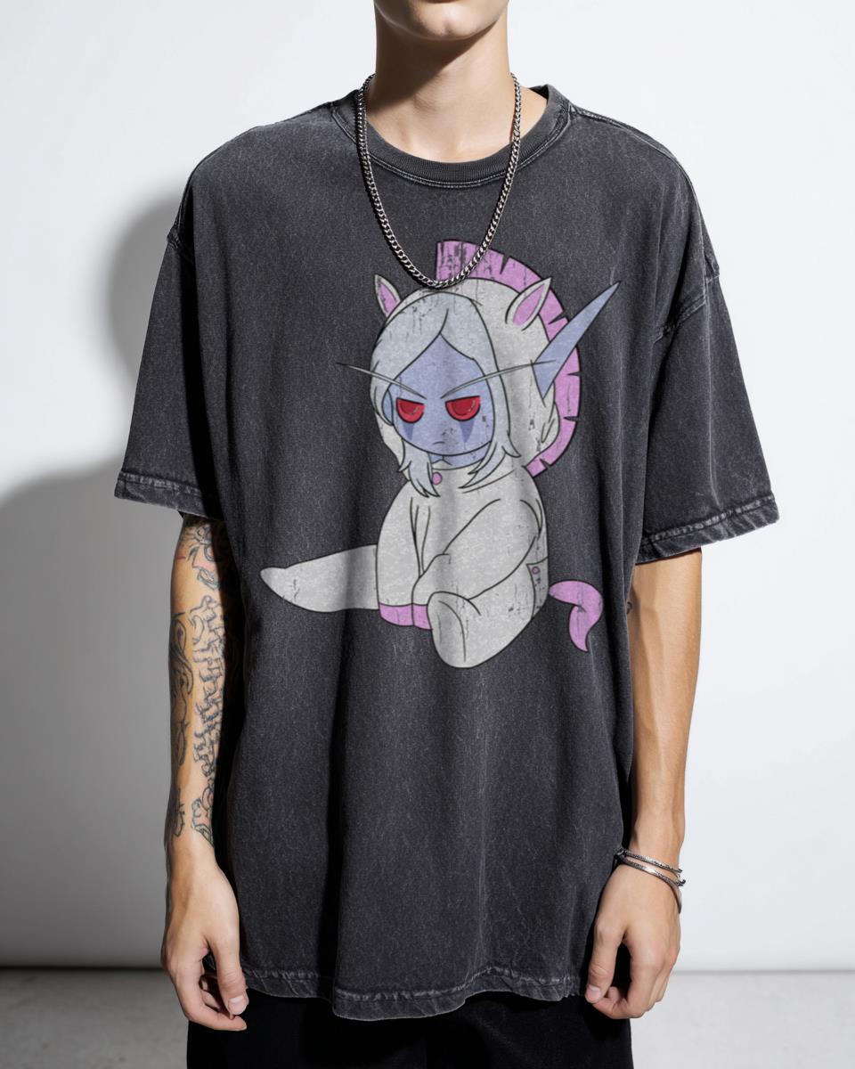 Bedtime Sylvanas World of Warcraft Alliance Acidwash T-Shirt - Paladin Gaming Fan Tee