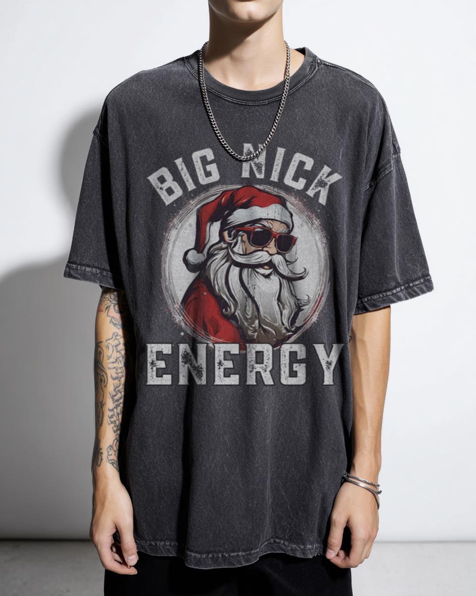 Big Nick Energy Funny Offensive Christmas Santa Tee