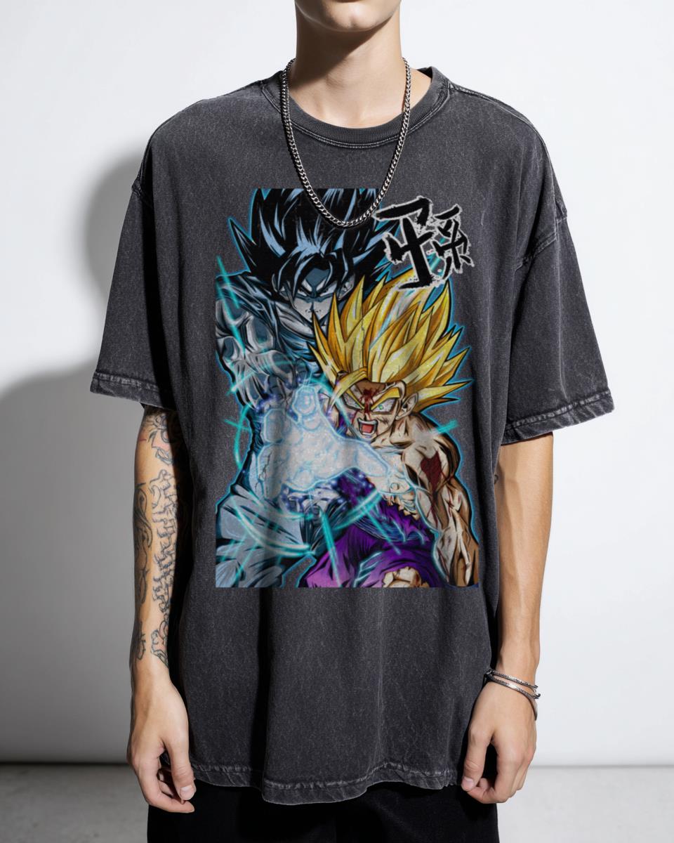 Black Hair Kamehameha Dragon Ball Z Anime T-Shirt - Goku Gohan Saiyajin DBZ Art Unisex